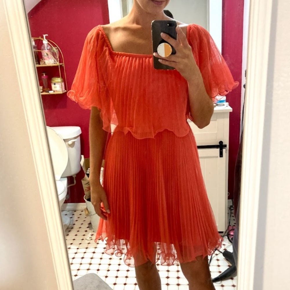 BCBG salmon tulle mini cocktail dress